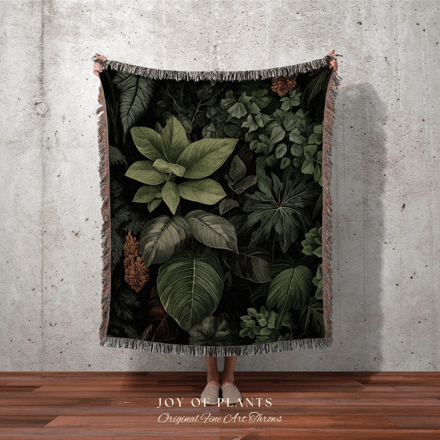 Moody Botanicals Vintage Tapestry | Woven Cotton Throw Blanket Dark Cottagecore Decor Blanket Forest Tapestry Goblincore Bedroom Plant Lover