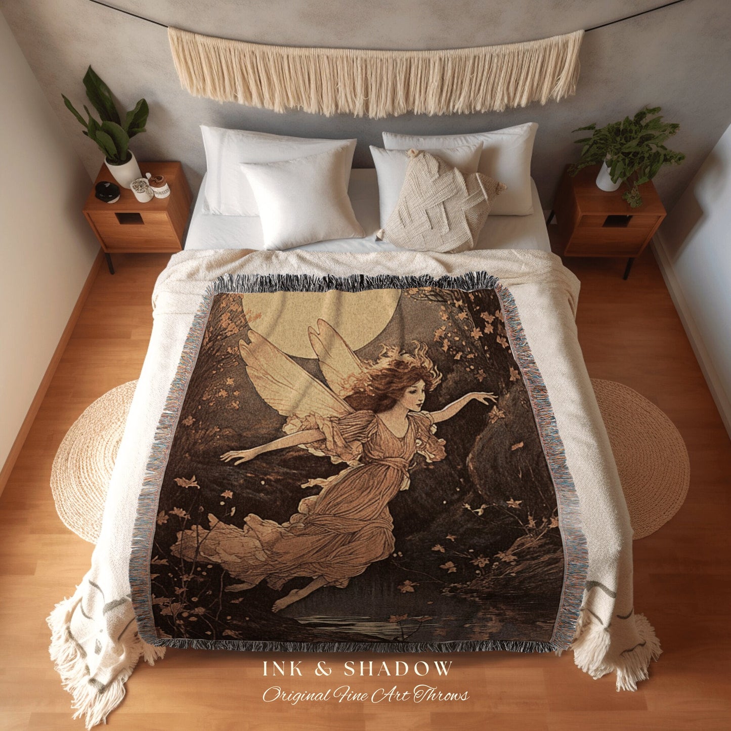 Ethereal Fairy Tapestry | Storybook Aesthetic Celestial Wall Art Cottagecore Decor Art Nouveau Tapestry Art Blanket Fairycore Decor Vintage