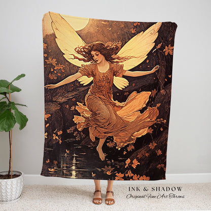 Dreamy Aesthetic Fairy Blanket | Storybook Aesthetic Celestial Wall Art Cottagecore Decor Art Nouveau Tapestry Art Blanket Fairycore Vintage