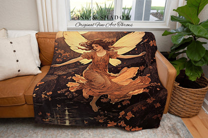 Dreamy Aesthetic Fairy Blanket | Storybook Aesthetic Celestial Wall Art Cottagecore Decor Art Nouveau Tapestry Art Blanket Fairycore Vintage