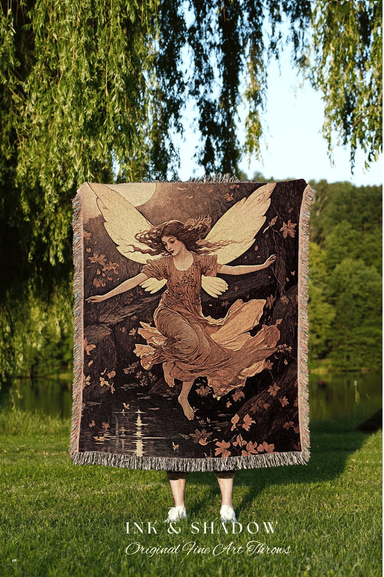 Dreamy Aesthetic Fairy Blanket | Storybook Aesthetic Celestial Wall Art Cottagecore Decor Art Nouveau Tapestry Art Blanket Fairycore Vintage