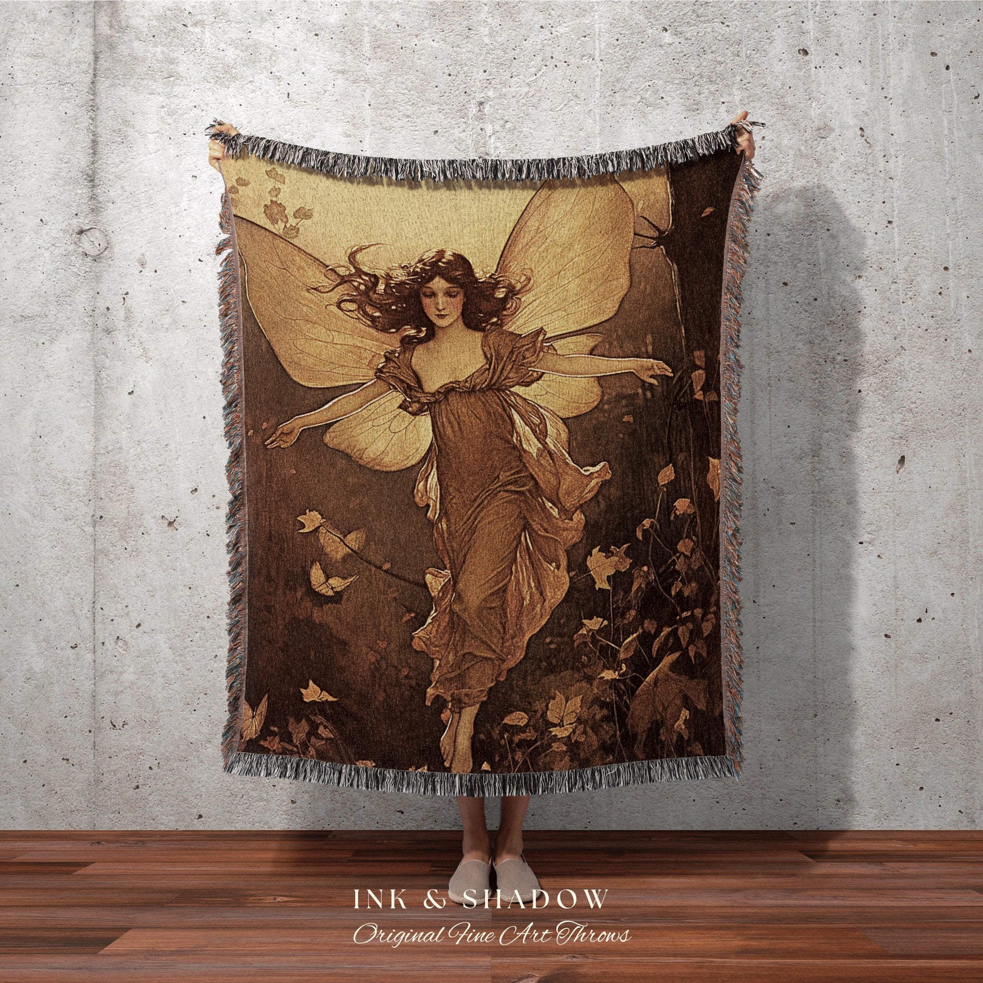 Ethereal Fairy Vintage Blanket | Storybook Aesthetic Celestial Wall Art Cottagecore Decor Storybook Tapestry Art Blanket Fairycore Vintage