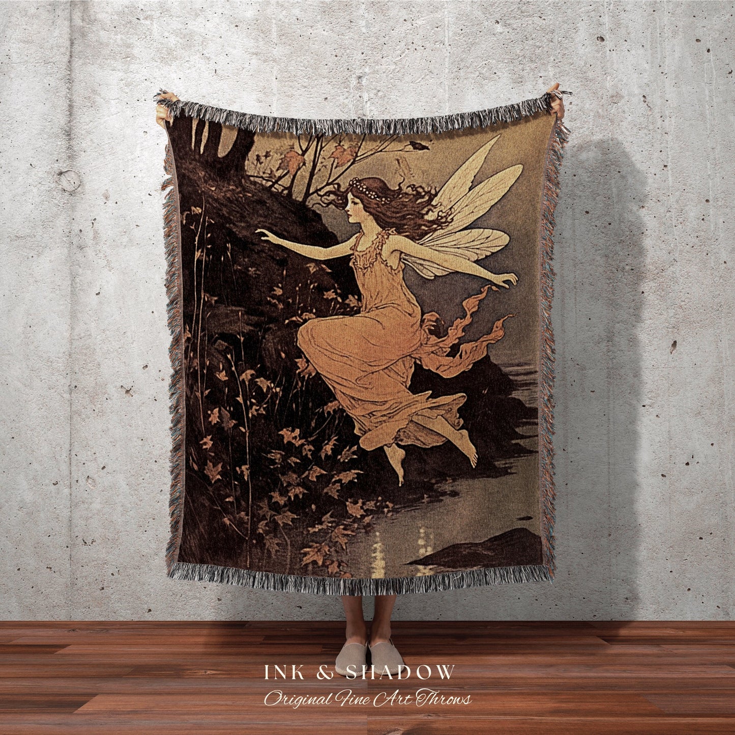 Vintage Fairytale Artwork Blanket | Storybook Aesthetic Celestial Wall Art Cottagecore Decor Storybook Tapestry Blanket Fairycore Vintage |