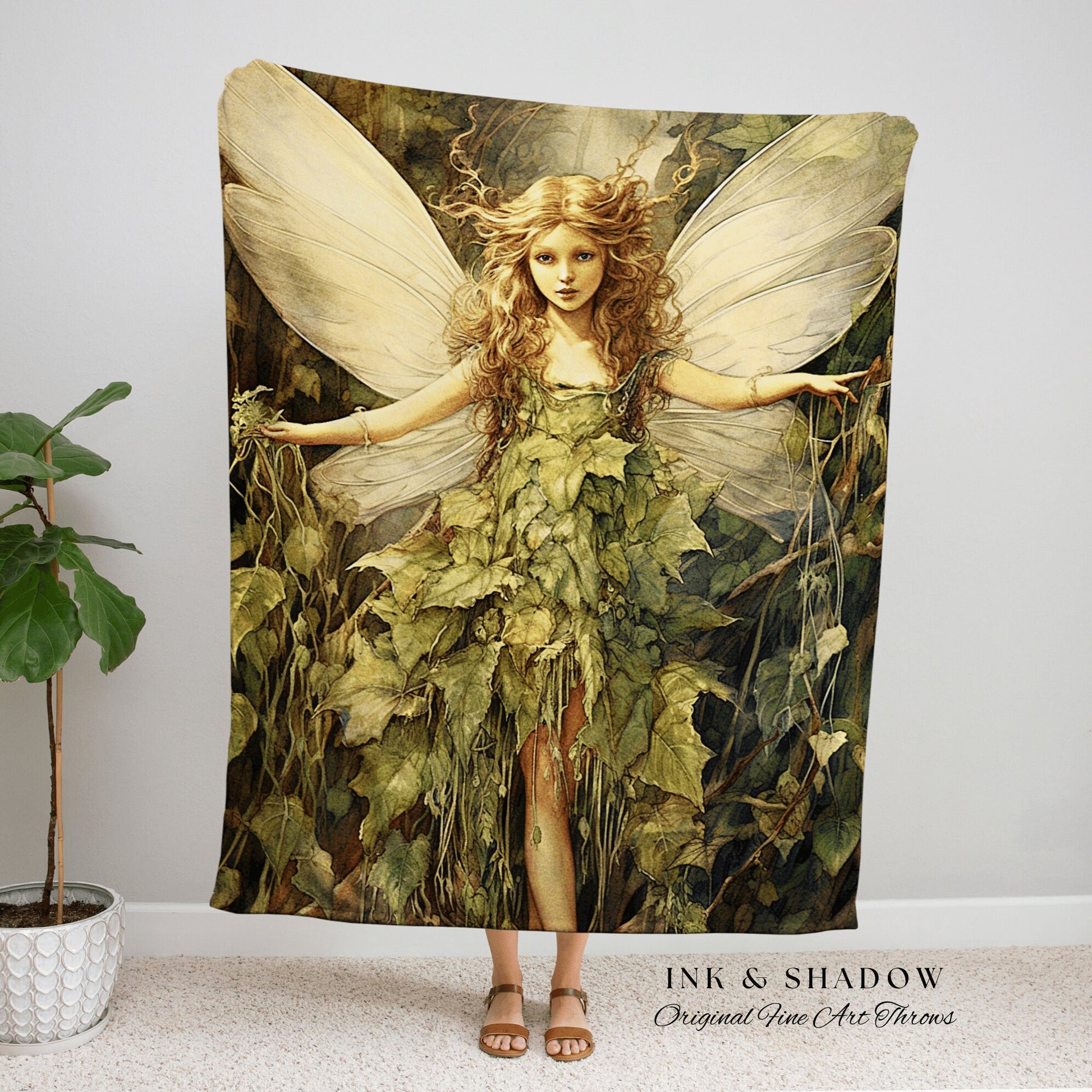 Woodland Druid Tapestry | Fairytale Aesthetic Celestial Wall Art Cottagecore Decor Art Nouveau Tapestry Art Blanket Fairycore Vintage Fae |