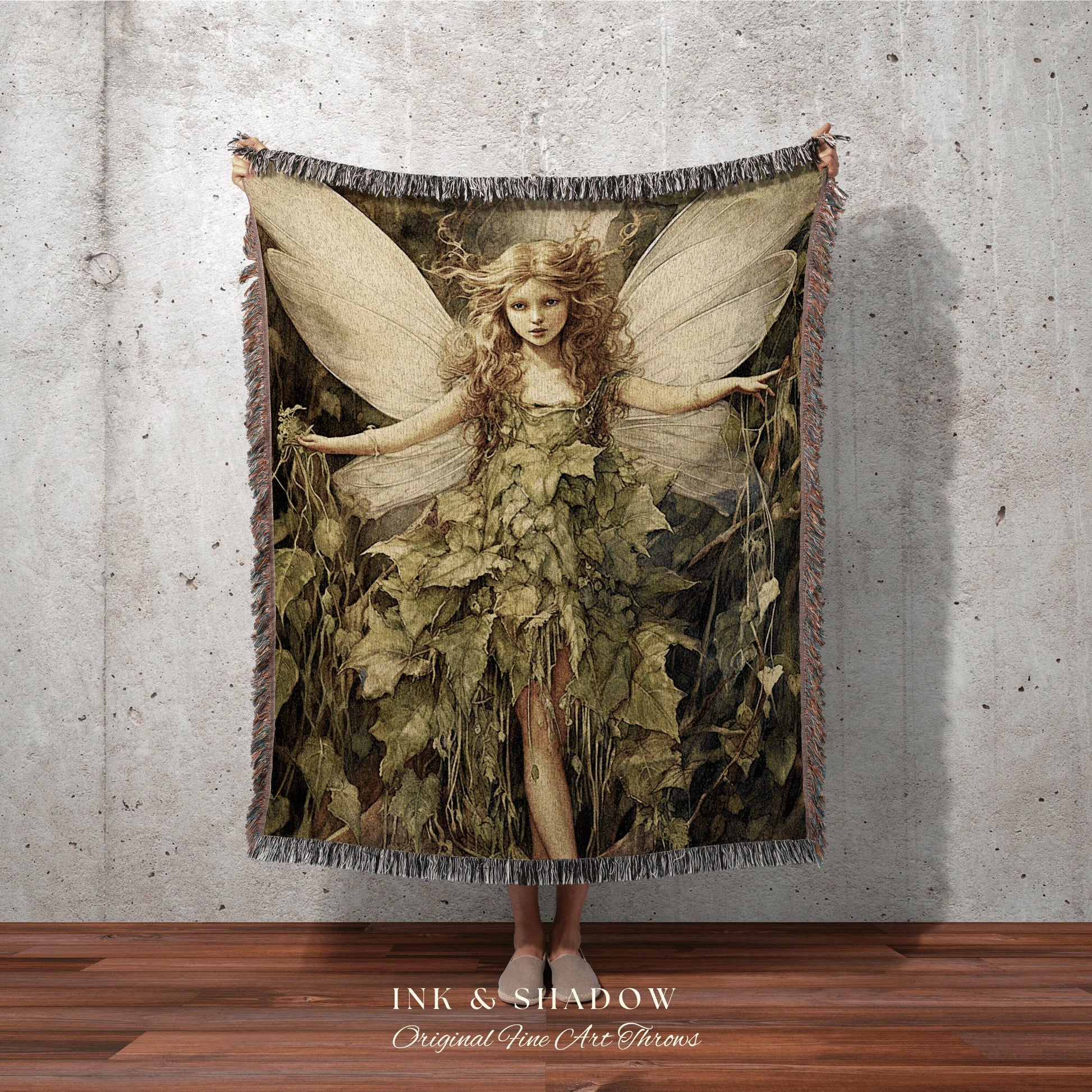 Woodland Druid Tapestry | Fairytale Aesthetic Celestial Wall Art Cottagecore Decor Art Nouveau Tapestry Art Blanket Fairycore Vintage Fae |