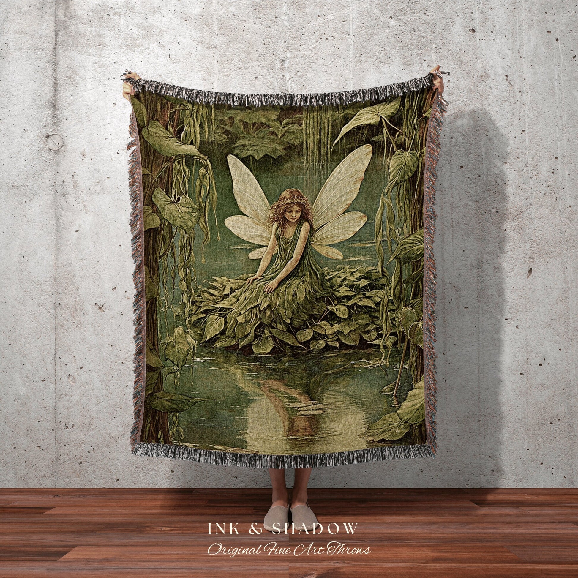 Fairy Grunge Vintage Blanket | Fairytale Aesthetic Celestial Wall Art Witchy Cottagecore Decor Art Nouveau Tapestry Blanket Fairycore Decor