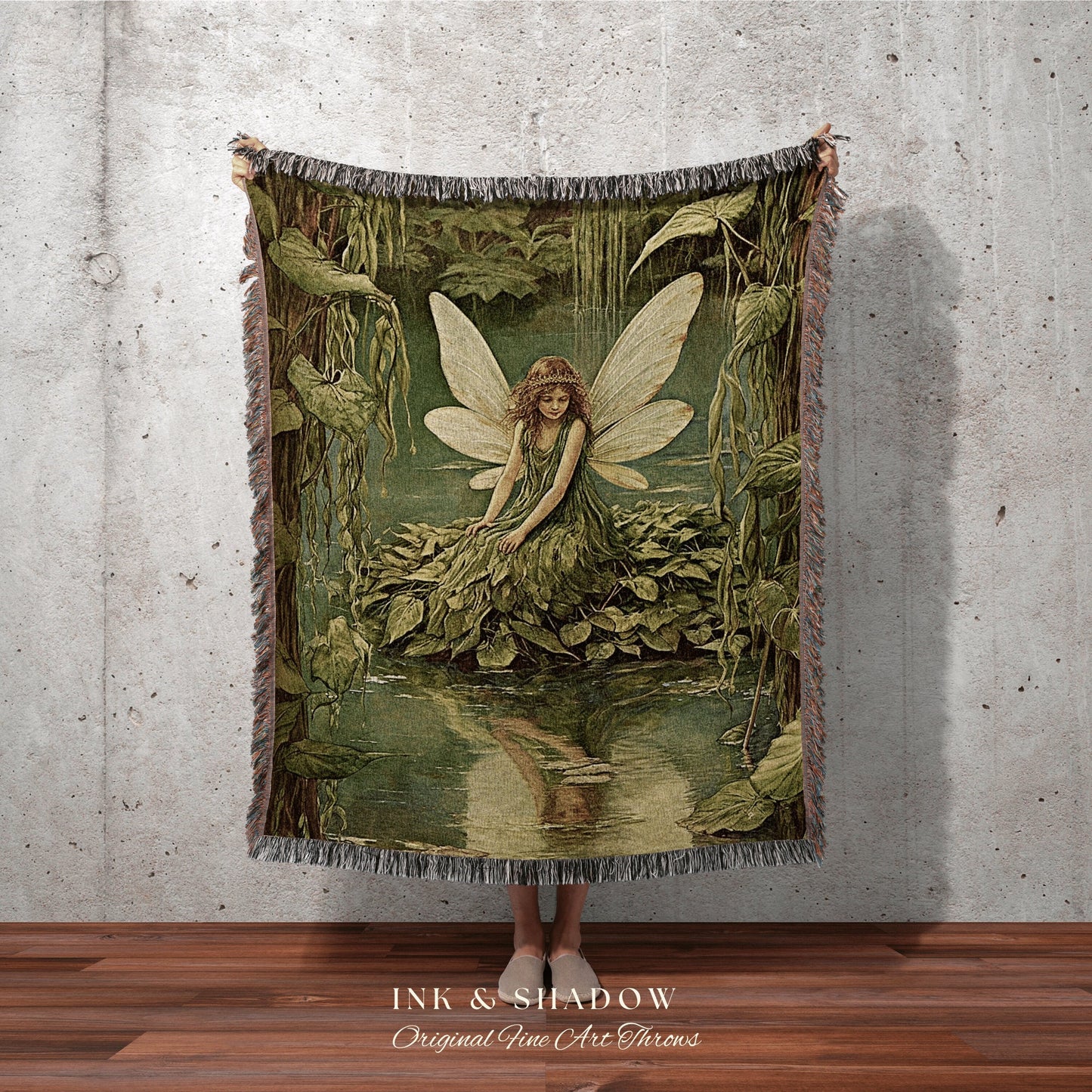 Fairy Grunge Vintage Blanket | Fairytale Aesthetic Celestial Wall Art Witchy Cottagecore Decor Art Nouveau Tapestry Blanket Fairycore Decor