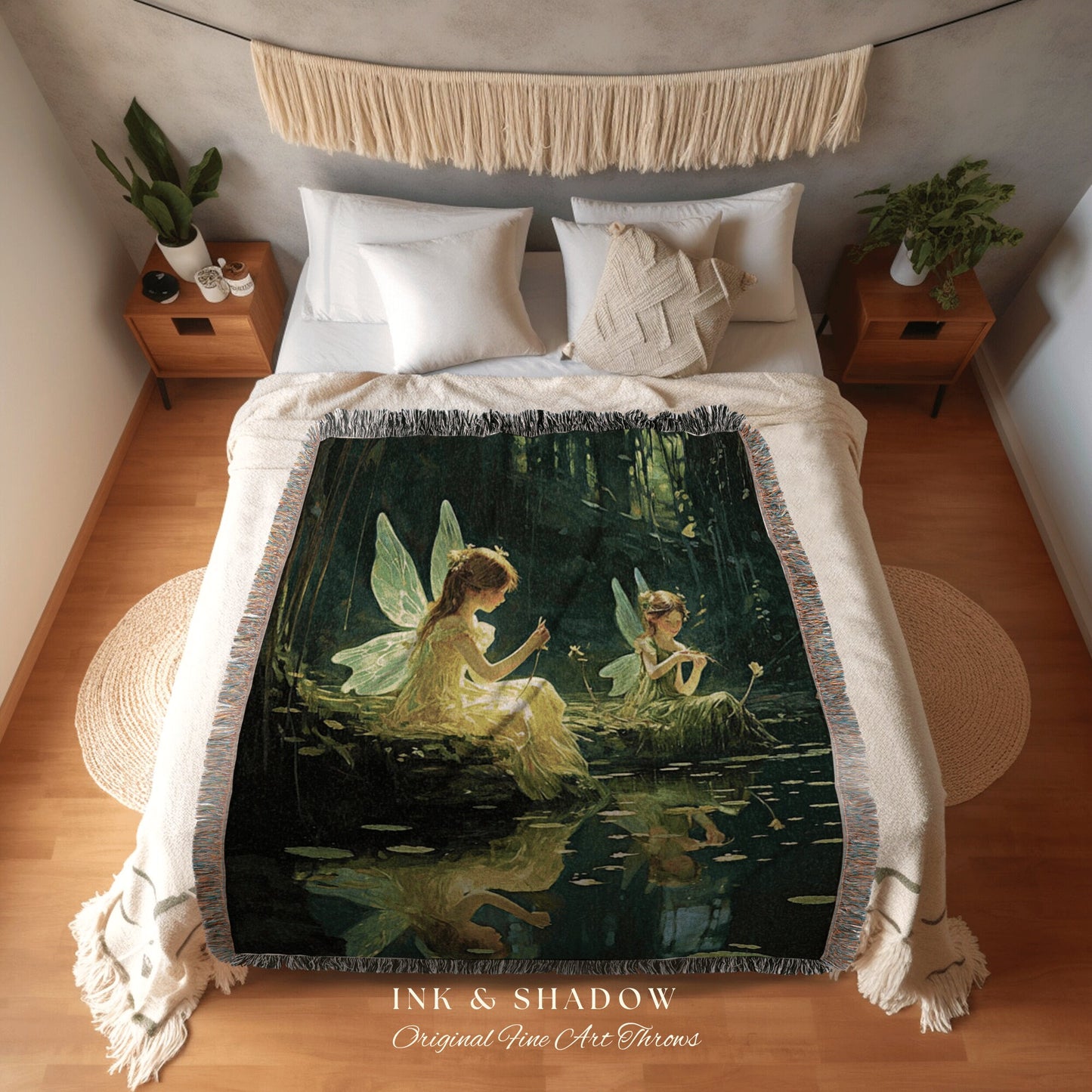 Ethereal Fairy Core Blanket | Fairytale Aesthetic Celestial Wall Art Witchy Cottagecore Decor Art Nouveau Tapestry Blanket Fairycore Decor |