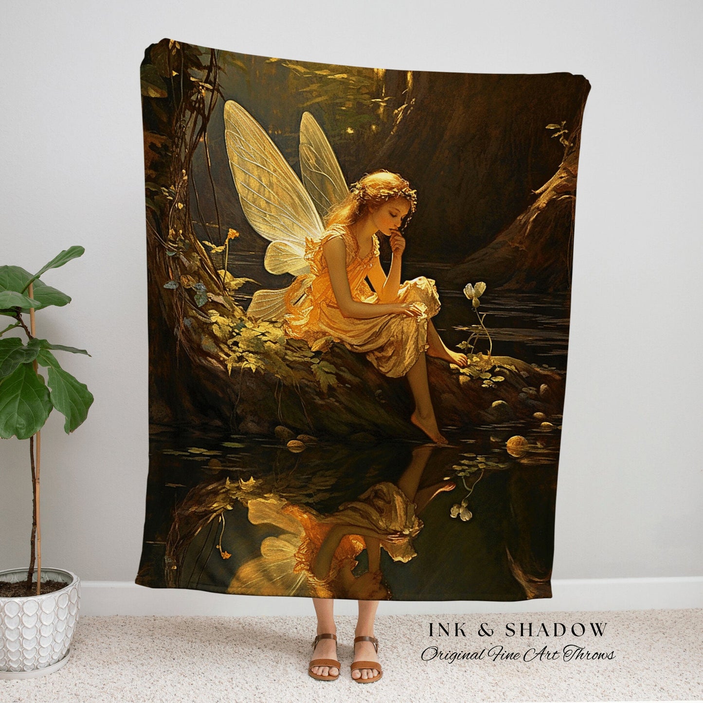 Secret Garden Fairy Tapestry | Fairytale Aesthetic Celestial Wall Art Witchy Cottagecore Decor Art Nouveau Tapestry Blanket Fairycore Decor