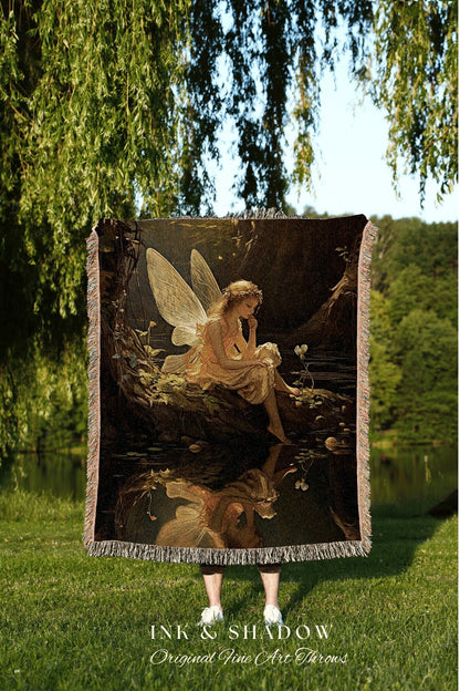 Secret Garden Fairy Tapestry | Fairytale Aesthetic Celestial Wall Art Witchy Cottagecore Decor Art Nouveau Tapestry Blanket Fairycore Decor