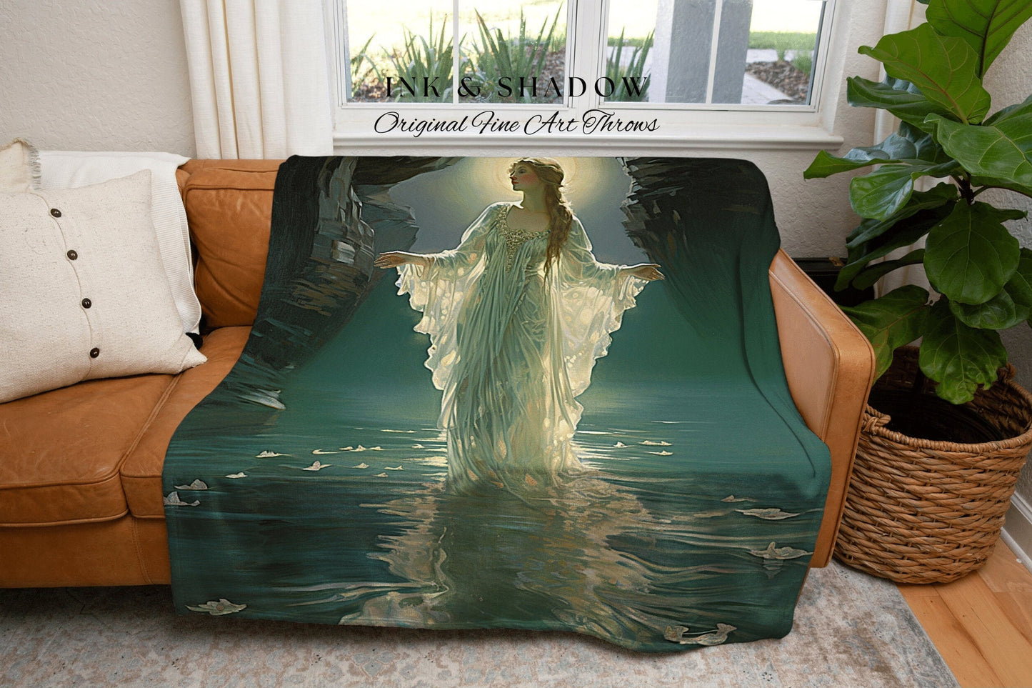 Ethereal Sea Witch Tapestry | Fairytale Aesthetic Celestial Wall Art Witchy Cottagecore Decor Art Nouveau Tapestry Blanket Mermaid Core Art