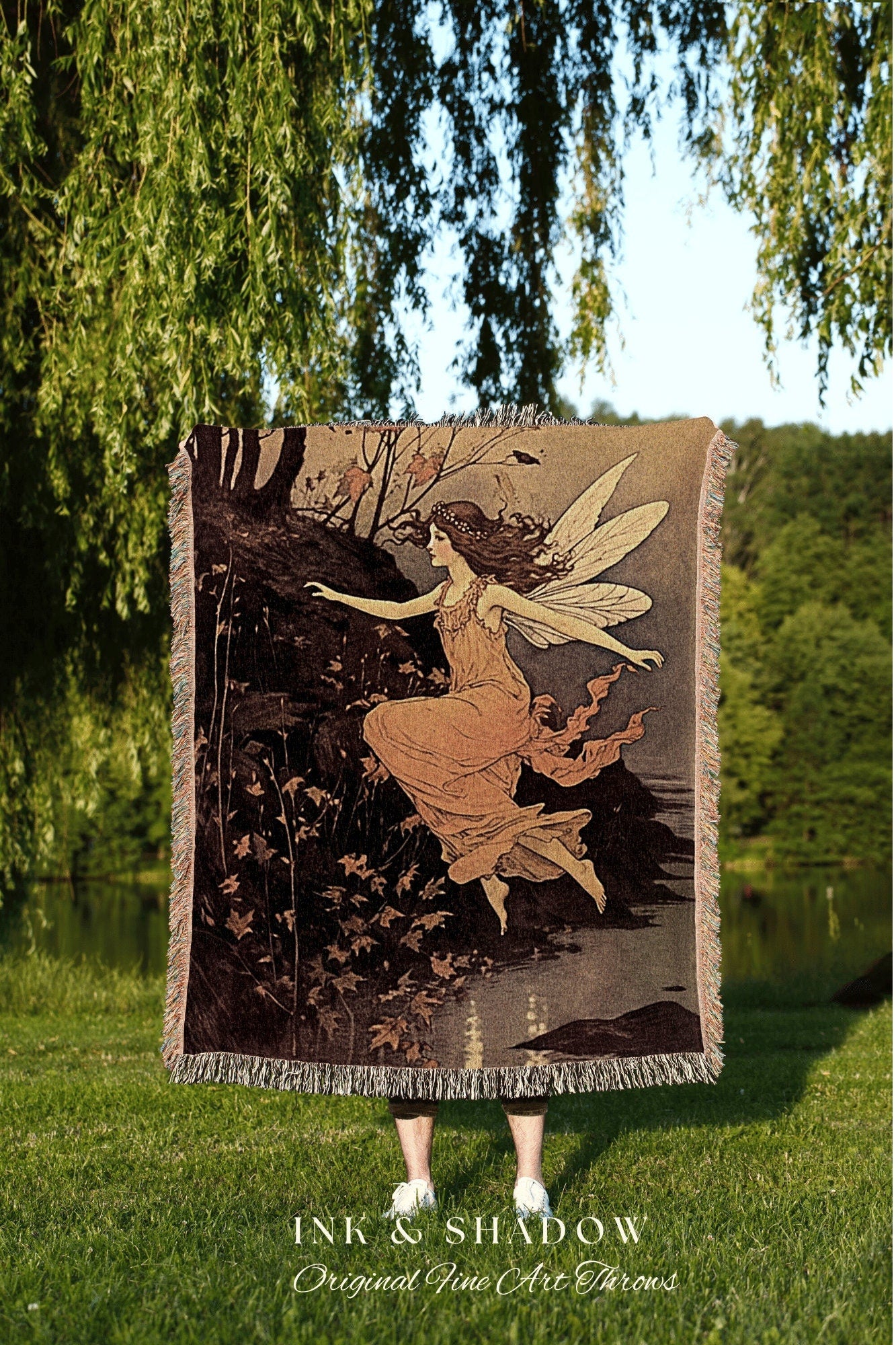 Vintage Fairytale Artwork Blanket | Storybook Aesthetic Celestial Wall Art Cottagecore Decor Storybook Tapestry Blanket Fairycore Vintage |