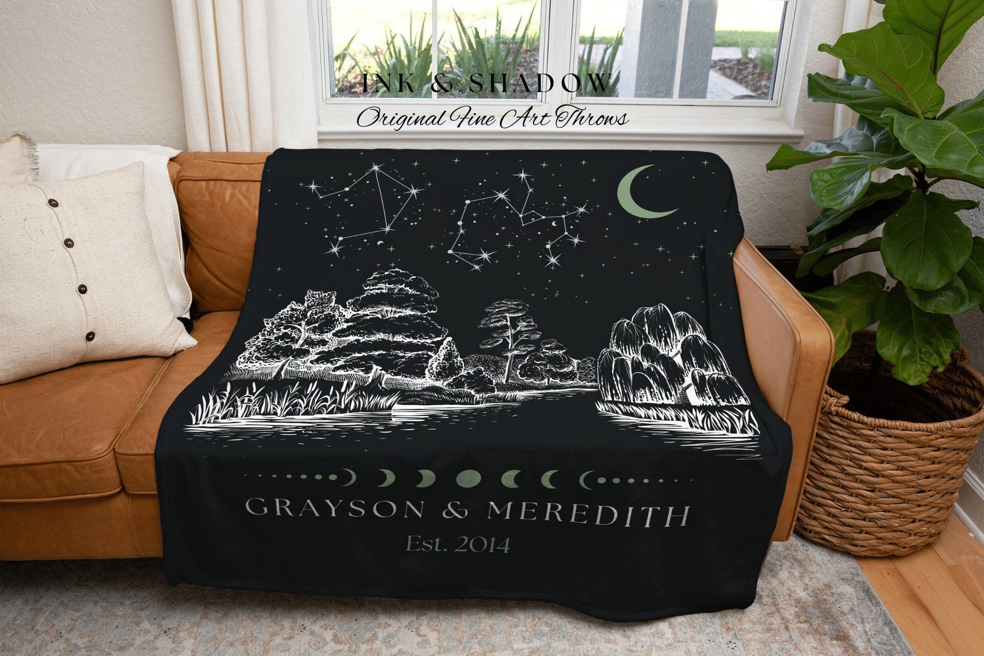 Astrology Blanket Couples Gift | Personalized Wedding Anniversary Gift Couples Custom Star Sign Blanket Woven Tapestry Thoughtful Wedding |