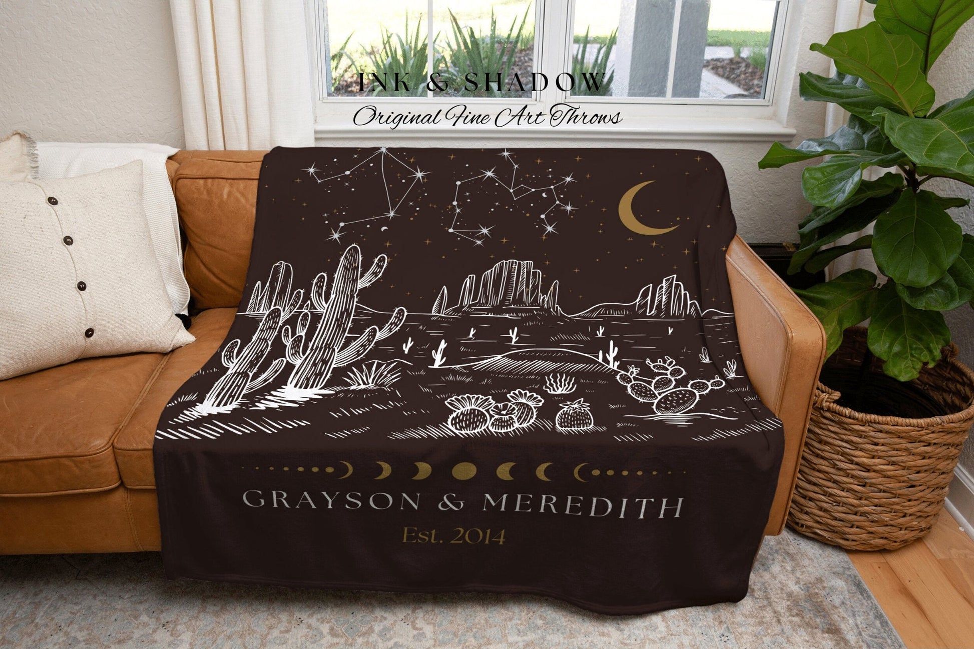 Custom Constellation Blanket | Desert Wedding Anniversary Gift Custom Couple Custom Star Sign Blanket Woven Tapestry Meaningful Wedding Gift