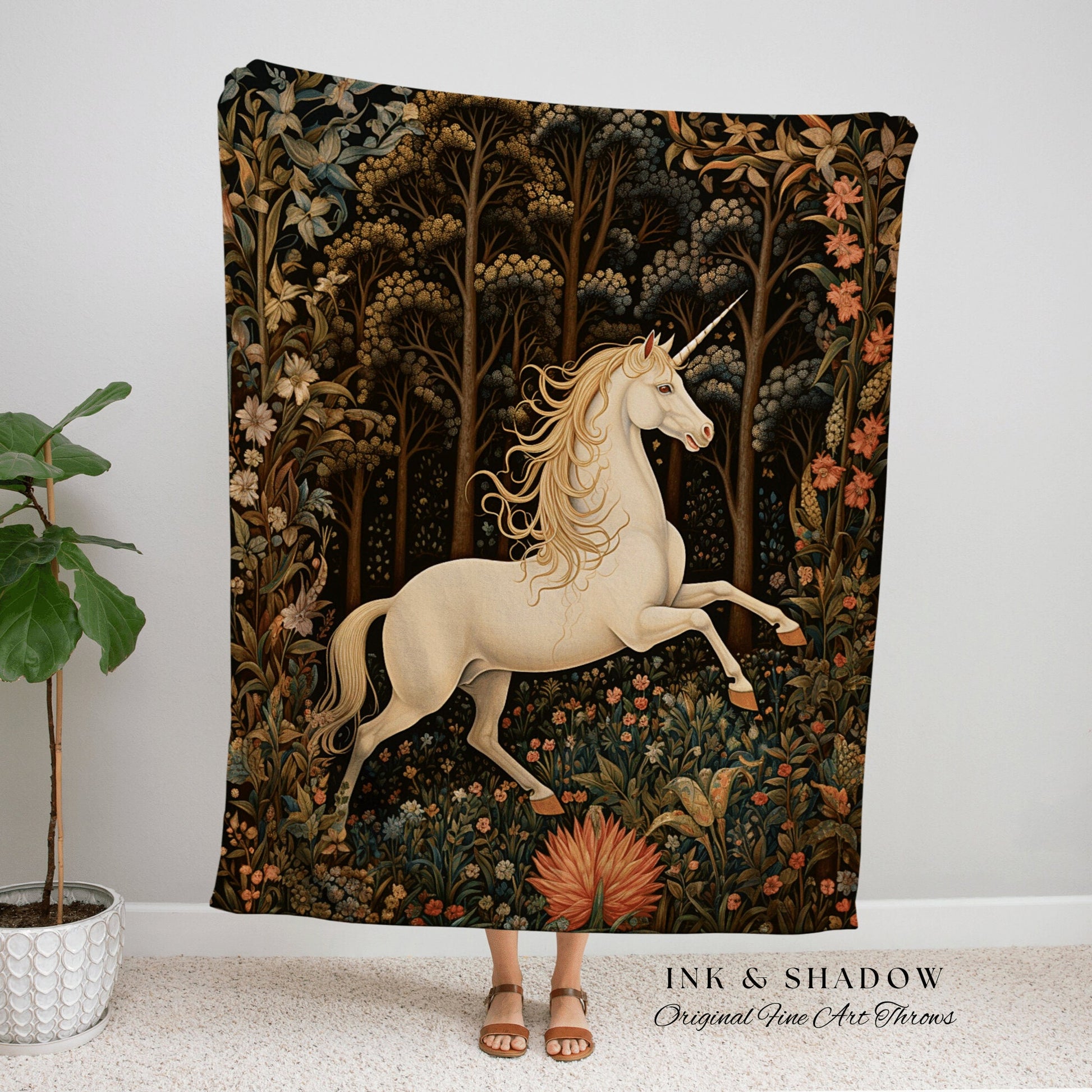 Fairycore Unicorn Tapestry Woven | Whimsical Room Decor Medieval Tapestry Cottagecore Fairycore Aesthetic Decor Magical Tapestry Unicorn Art