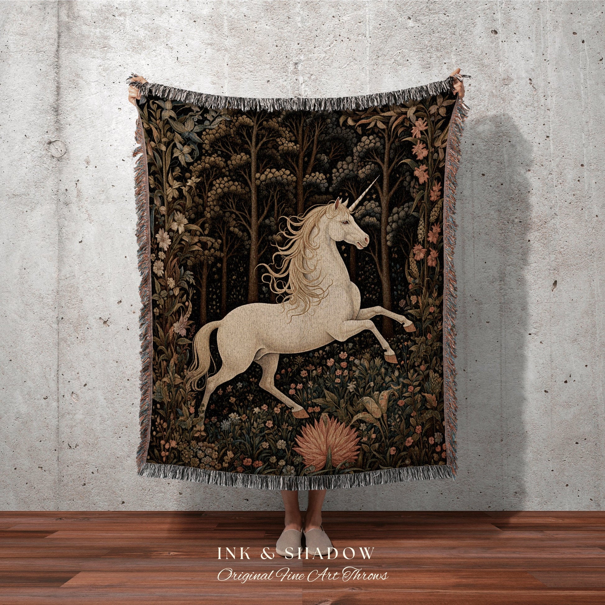 Fairycore Unicorn Tapestry Woven | Whimsical Room Decor Medieval Tapestry Cottagecore Fairycore Aesthetic Decor Magical Tapestry Unicorn Art