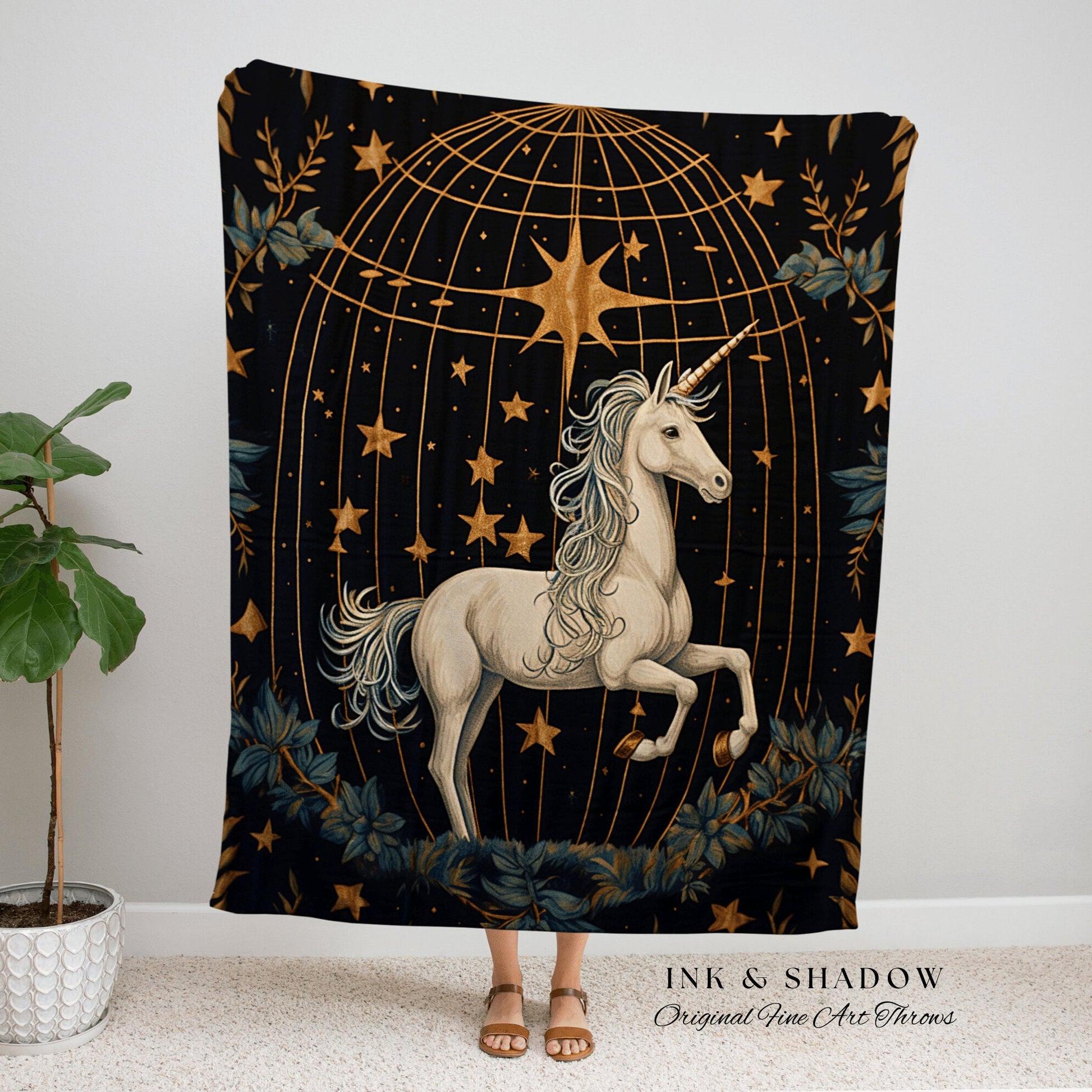 Whimsical Unicorn Tapestry Woven | Woven Tapestry Medieval Room Decor Cottagecore Art Fairycore Aesthetic Room Decor Mystic Tapestry Unicorn