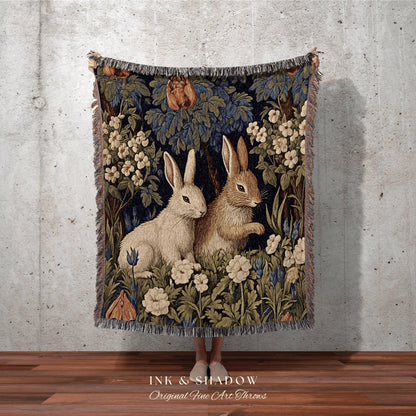 Vintage Botanical Tapestry | Botanical Folk Art Blanket Woven Tapestry William Morris Throw Woodland Goth Decor Medieval Aesthetic Fairycore