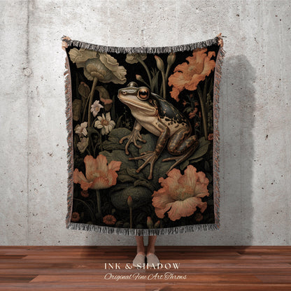 Vintage Toad Tapestry Blanket | Frog & Toad Tapestry Gothic Dark Cottagecore Blanket Woven Throw Vintage Frog Blanket Dark Goblincore Decor