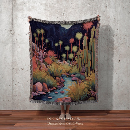 Moody Landscape Blanket | Whimsigoth Home Decor Housewarming Gift Tapestry Aesthetic Blanket Dark Cottagecore Blanket Desert Decor Boho Art