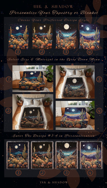 Starry Sky Desert Blanket Woven | Dark Academia Home Decor Housewarming Gift Tapestry Aesthetic Blanket Dark Cottagecore Art Blanket Desert