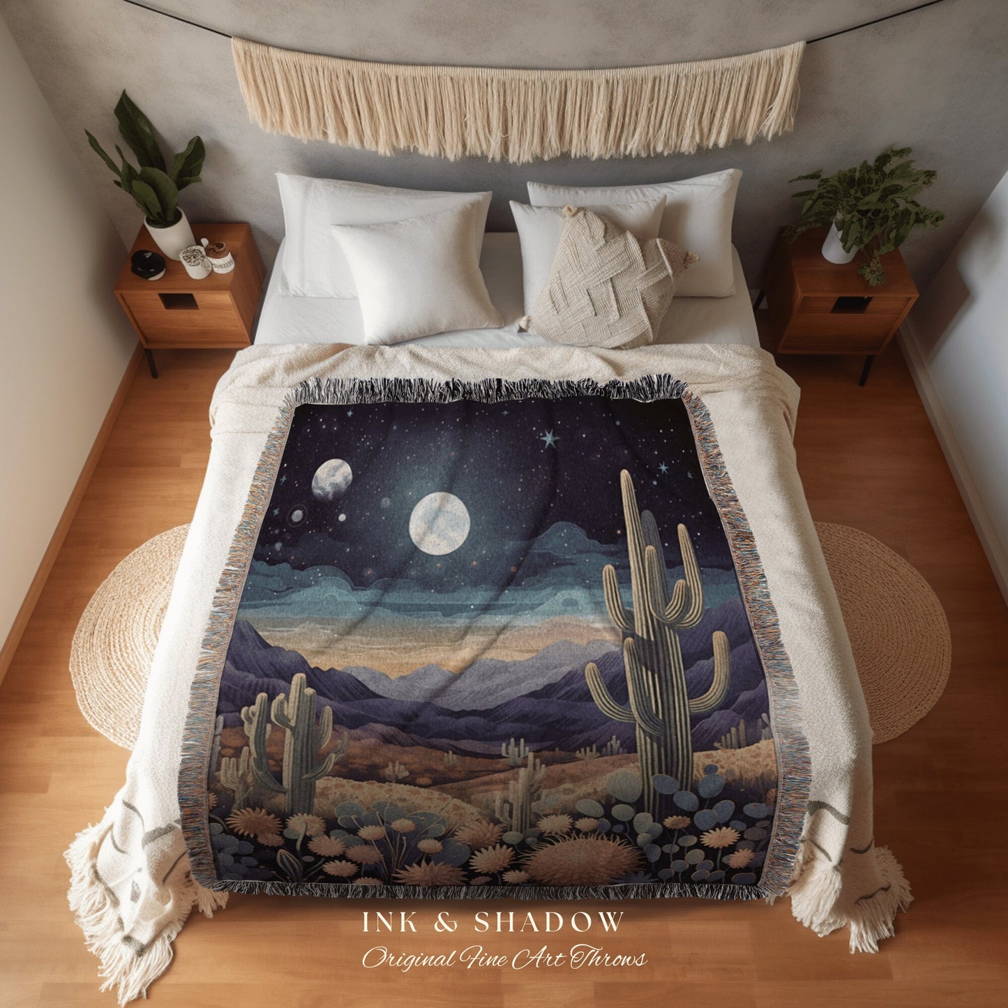 Vintage Desert Night Tapestry | Dark Academia Home Decor Housewarming Gift Tapestry Aesthetic Blanket Whimsigoth Art Blanket Eclectic Decor