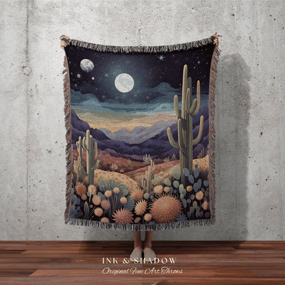 Vintage Desert Night Tapestry | Dark Academia Home Decor Housewarming Gift Tapestry Aesthetic Blanket Whimsigoth Art Blanket Eclectic Decor