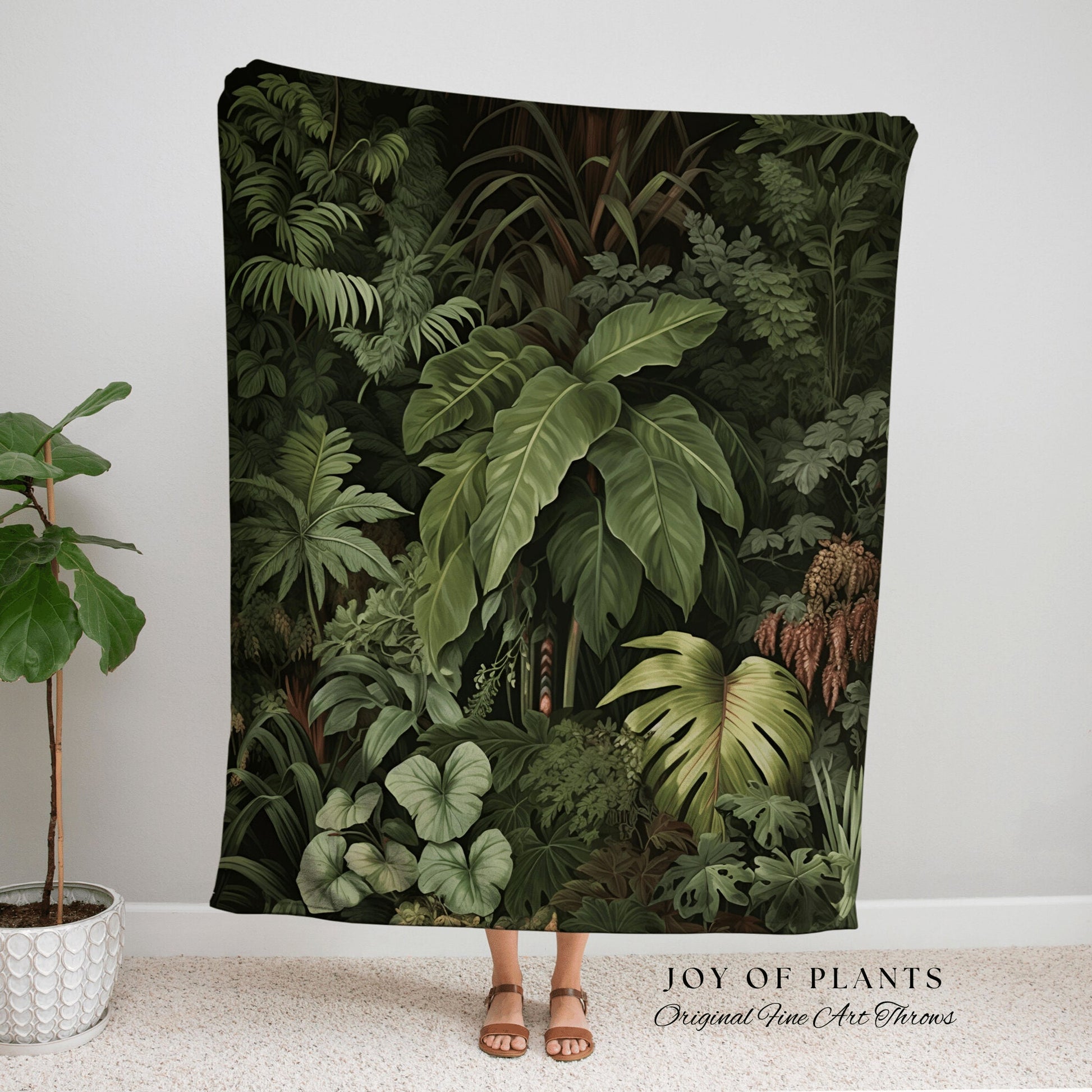 Gothic Woodland Forest Blanket | Dark Botanical Art Woven Blanket Victorian Gothic Aesthetic Tapestry Woven Botanical Fairy Decor Aesthetic