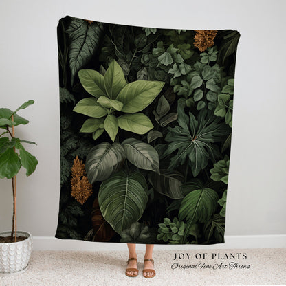 Moody Botanicals Vintage Tapestry | Woven Cotton Throw Blanket Dark Cottagecore Decor Blanket Forest Tapestry Goblincore Bedroom Plant Lover