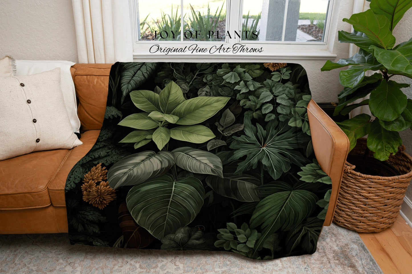 Moody Botanicals Vintage Tapestry | Woven Cotton Throw Blanket Dark Cottagecore Decor Blanket Forest Tapestry Goblincore Bedroom Plant Lover