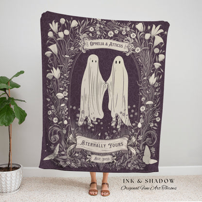 Vintage Ghost Blanket 'Eternally Yours' | Personalized Ghost Tapestry Cottagecore Wedding Tapestry Custom Dating Anniversary Blanket Woven