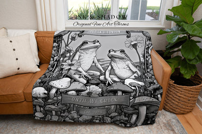 Bestie Custom Frog Blanket | 'Until we Croak' Funny Tapestry Woven Throw Vintage Frog & Toad BFF Blanket Woodland Custom Bestie Gift Custom