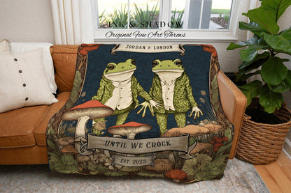 Goblincore Frog and Toad Blanket | Anniversary Gift Tapestry Woven Throw Vintage Frog & Toad Goblincore Blanket Custom Wedding Gift Custom |