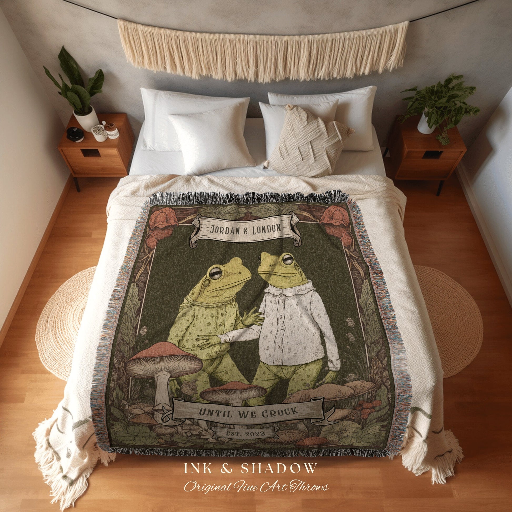 Best Friend Frog Blanket | 'Until we Croak' Funny Tapestry Woven Throw Vintage Frog & Toad BFF Blanket Woodland Custom Bestie Gift Custom |