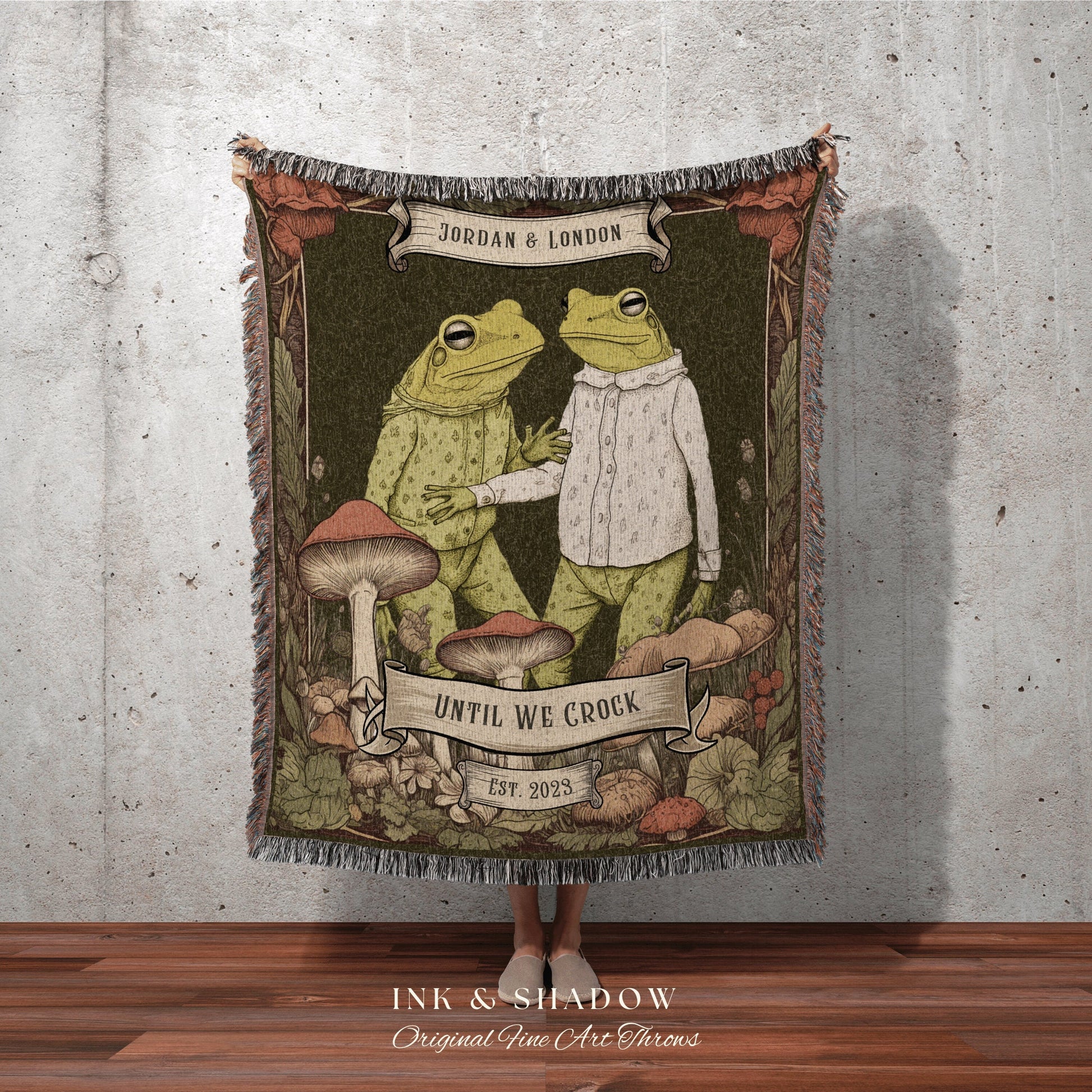 Best Friend Frog Blanket | 'Until we Croak' Funny Tapestry Woven Throw Vintage Frog & Toad BFF Blanket Woodland Custom Bestie Gift Custom |