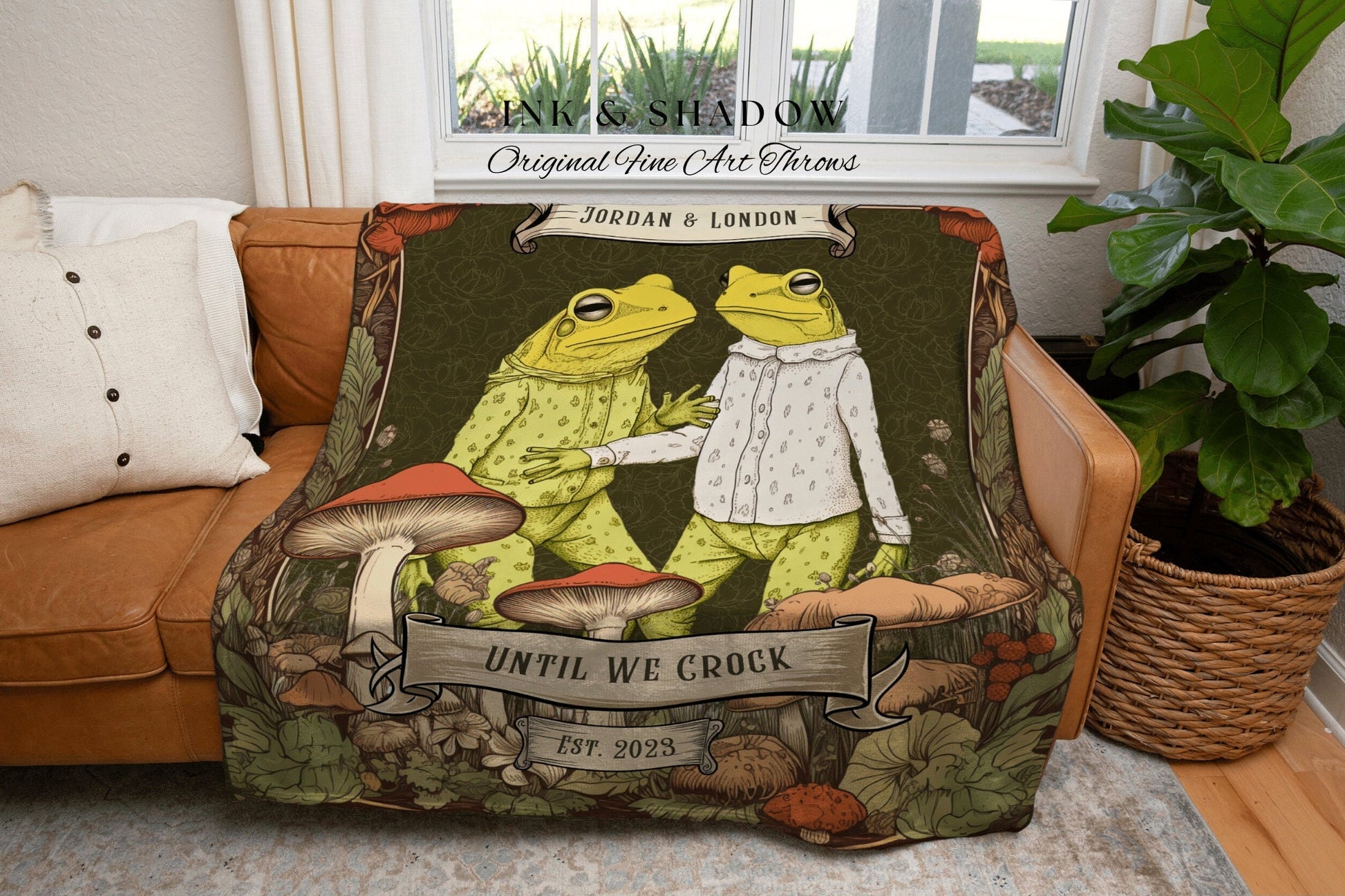 Best Friend Frog Blanket | 'Until we Croak' Funny Tapestry Woven Throw Vintage Frog & Toad BFF Blanket Woodland Custom Bestie Gift Custom |