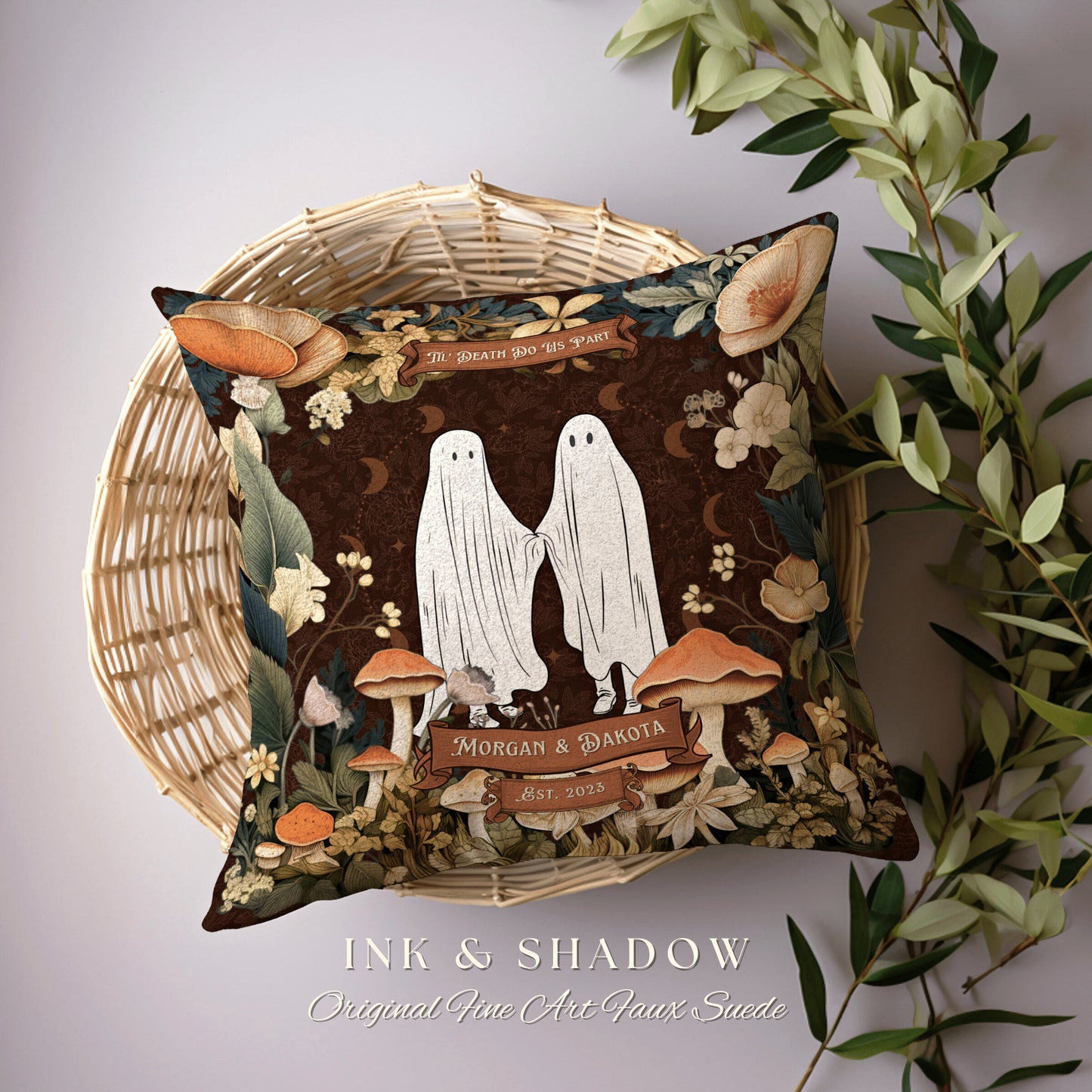 Til Death do us Part Throw Pillow | Cottagecore Decor Custom Anniversary Meaningful Wedding Gift for Couple Housewarming Gift Unique Couple