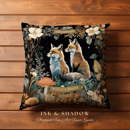 Magic Woodland Decor Personalized | Woodland Decor Custom Dating Anniversary Meaningful Gift Housewarming Pillow Cottagecore Fox Couple Gift