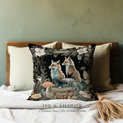 Magic Woodland Decor Personalized | Woodland Decor Custom Dating Anniversary Meaningful Gift Housewarming Pillow Cottagecore Fox Couple Gift