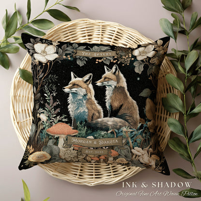Magic Woodland Decor Personalized | Woodland Decor Custom Dating Anniversary Meaningful Gift Housewarming Pillow Cottagecore Fox Couple Gift