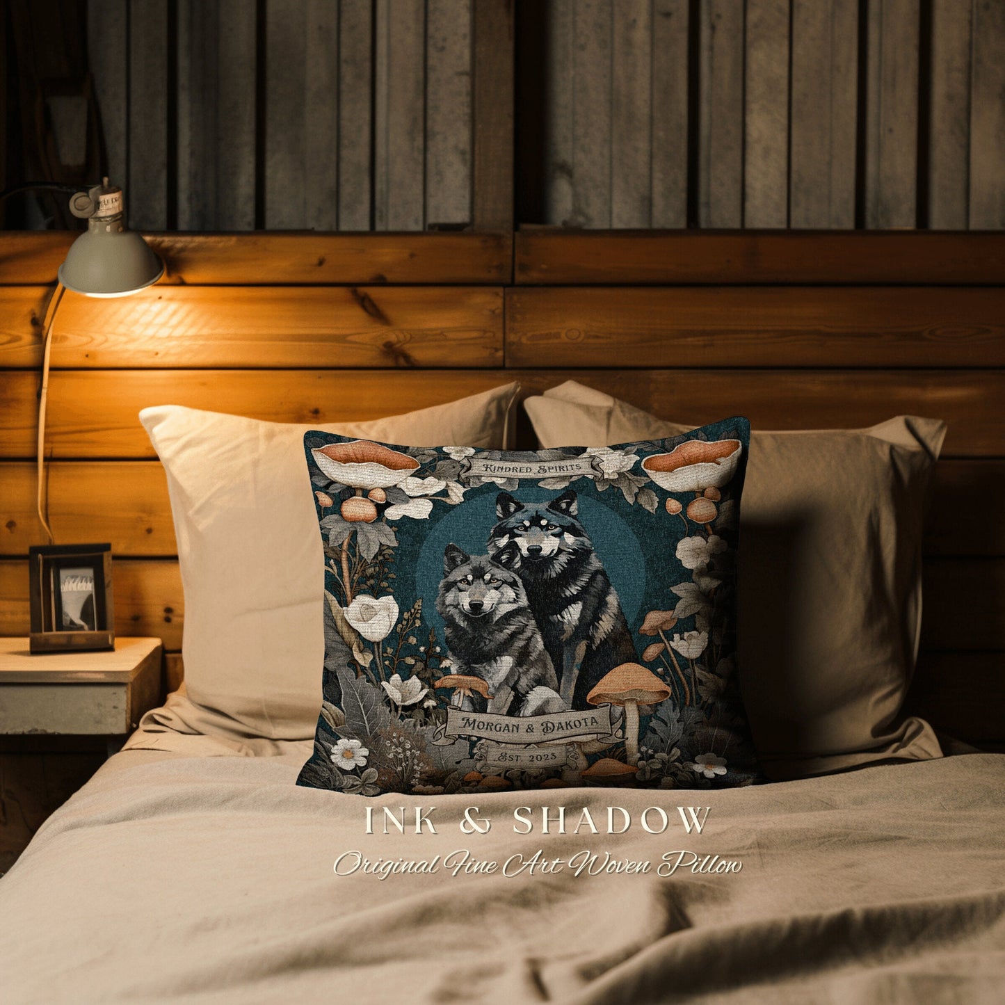 Wolf Lover Gift Custom Wedding Gift | Celestial Decor Custom Dating Anniversary Thoughtful Housewarming Pillow Cottagecore Wolf Couple Gift