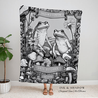 Bestie Custom Frog Blanket | 'Until we Croak' Funny Tapestry Woven Throw Vintage Frog & Toad BFF Blanket Woodland Custom Bestie Gift Custom