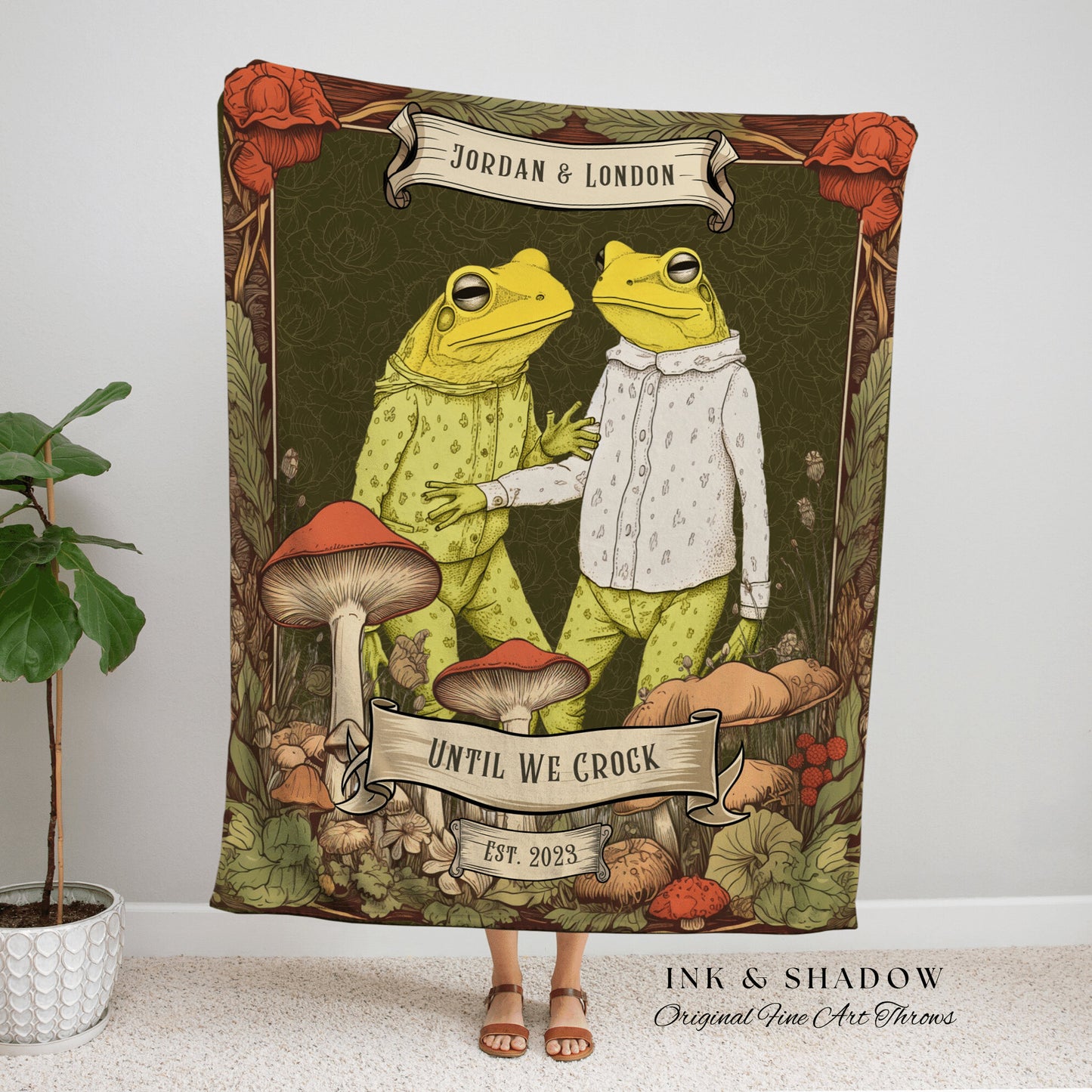 Best Friend Frog Blanket | 'Until we Croak' Funny Tapestry Woven Throw Vintage Frog & Toad BFF Blanket Woodland Custom Bestie Gift Custom |