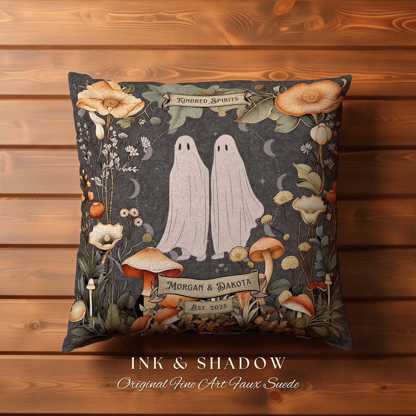 Woodland Wedding Pillow Custom Gift | Fairycore Decor Personalized Anniversary Gift Cottagecore Wedding Gifts for Couple Housewarming Gift |