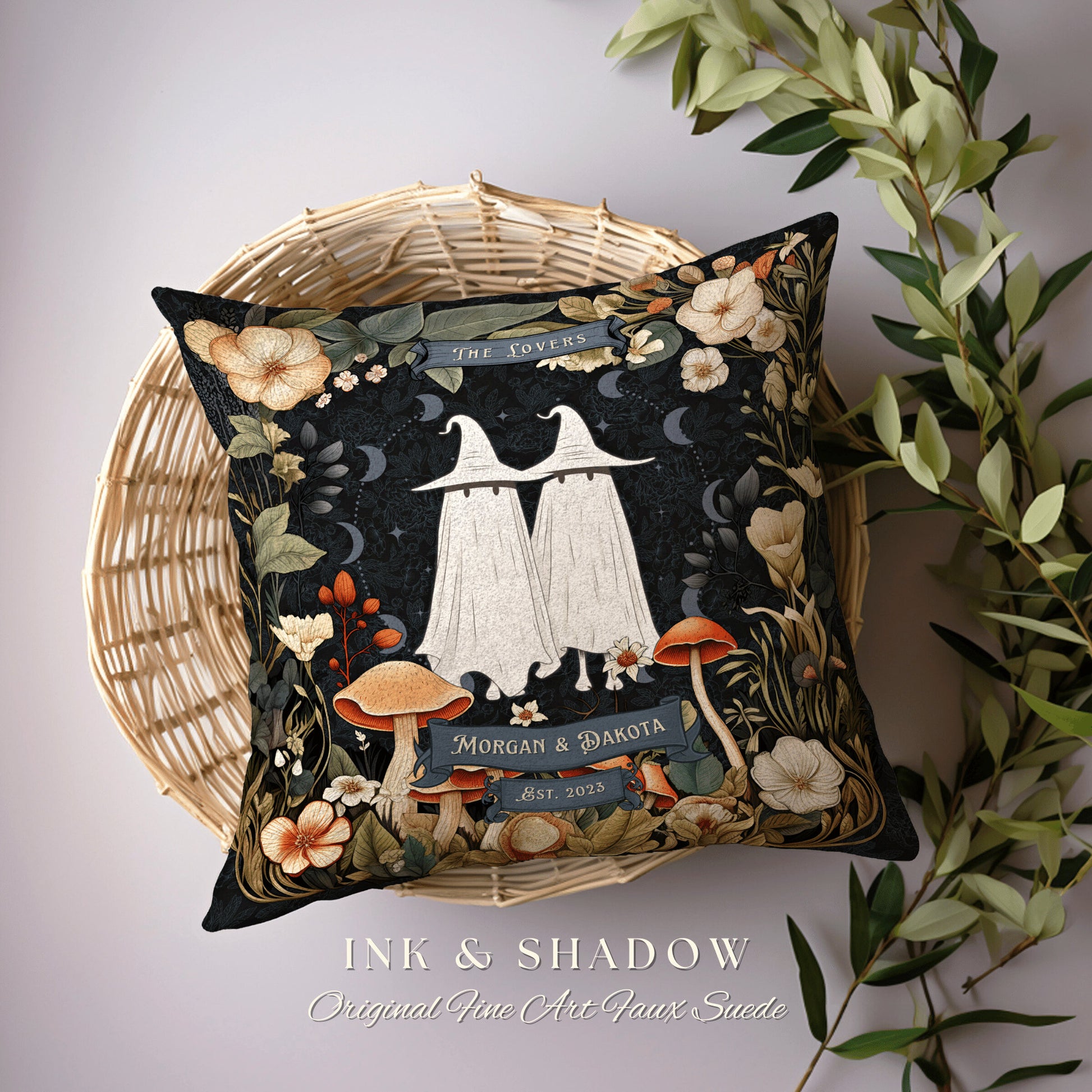 Celestial Decor Pillow Personalized | Woodland Decor Custom Anniversary Meaningful Wedding Gifts for Couple Housewarming Unique Couples Gift