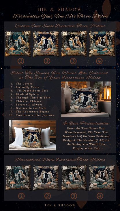 Magic Woodland Decor Personalized | Woodland Decor Custom Dating Anniversary Meaningful Gift Housewarming Pillow Cottagecore Fox Couple Gift