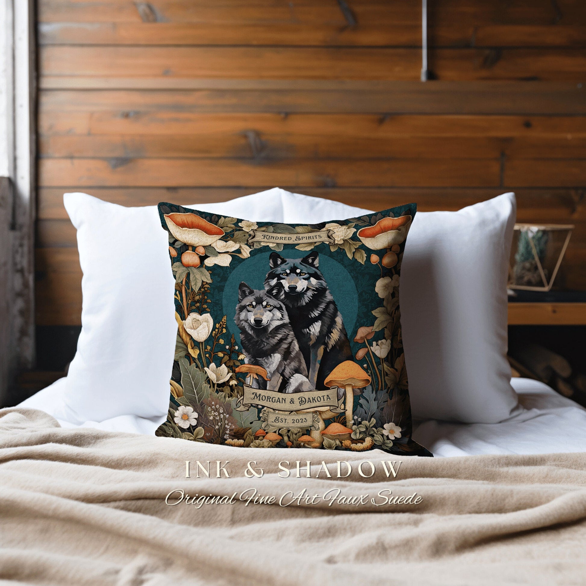 Wolf Lover Gift Custom Wedding Gift | Celestial Decor Custom Dating Anniversary Thoughtful Housewarming Pillow Cottagecore Wolf Couple Gift