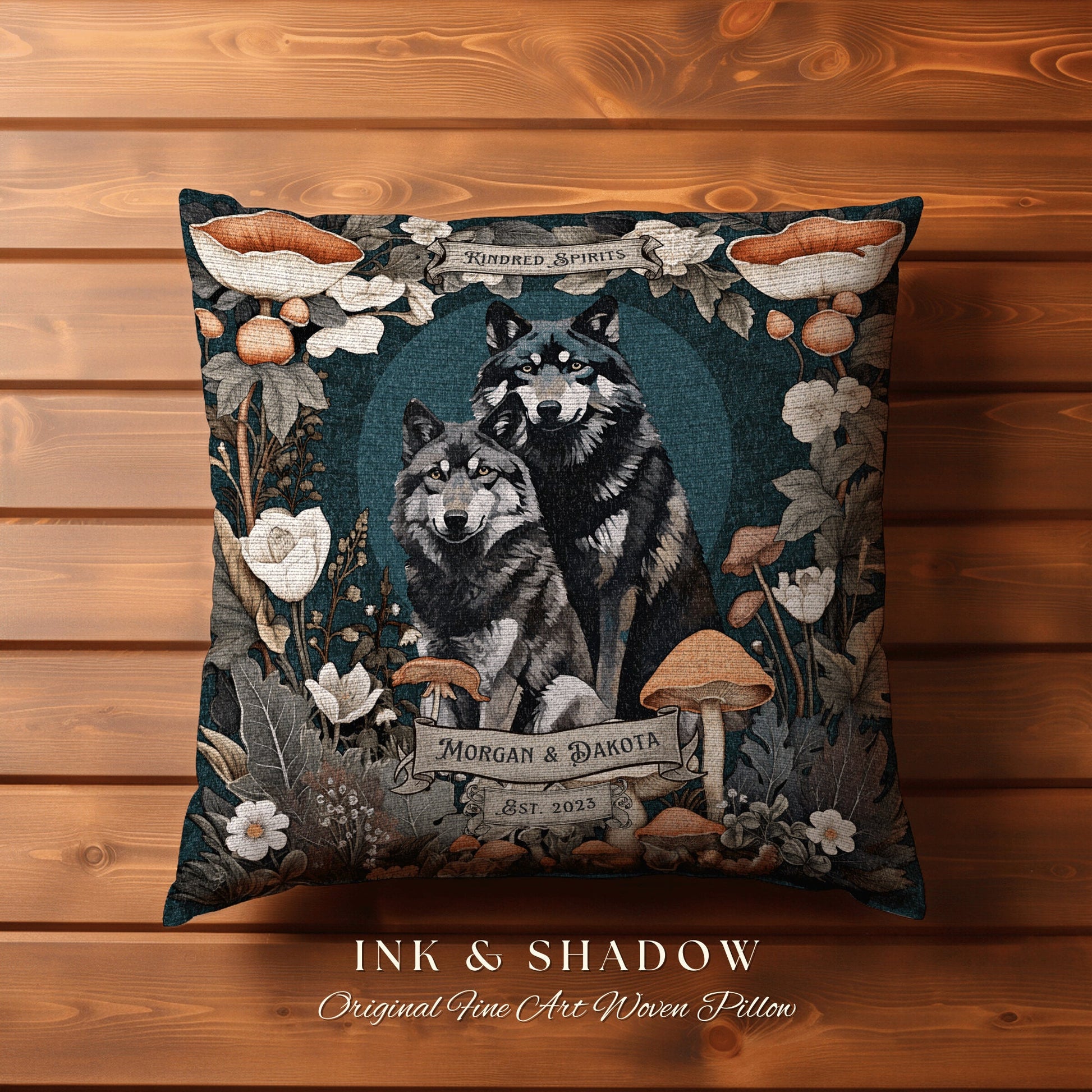 Wolf Lover Gift Custom Wedding Gift | Celestial Decor Custom Dating Anniversary Thoughtful Housewarming Pillow Cottagecore Wolf Couple Gift