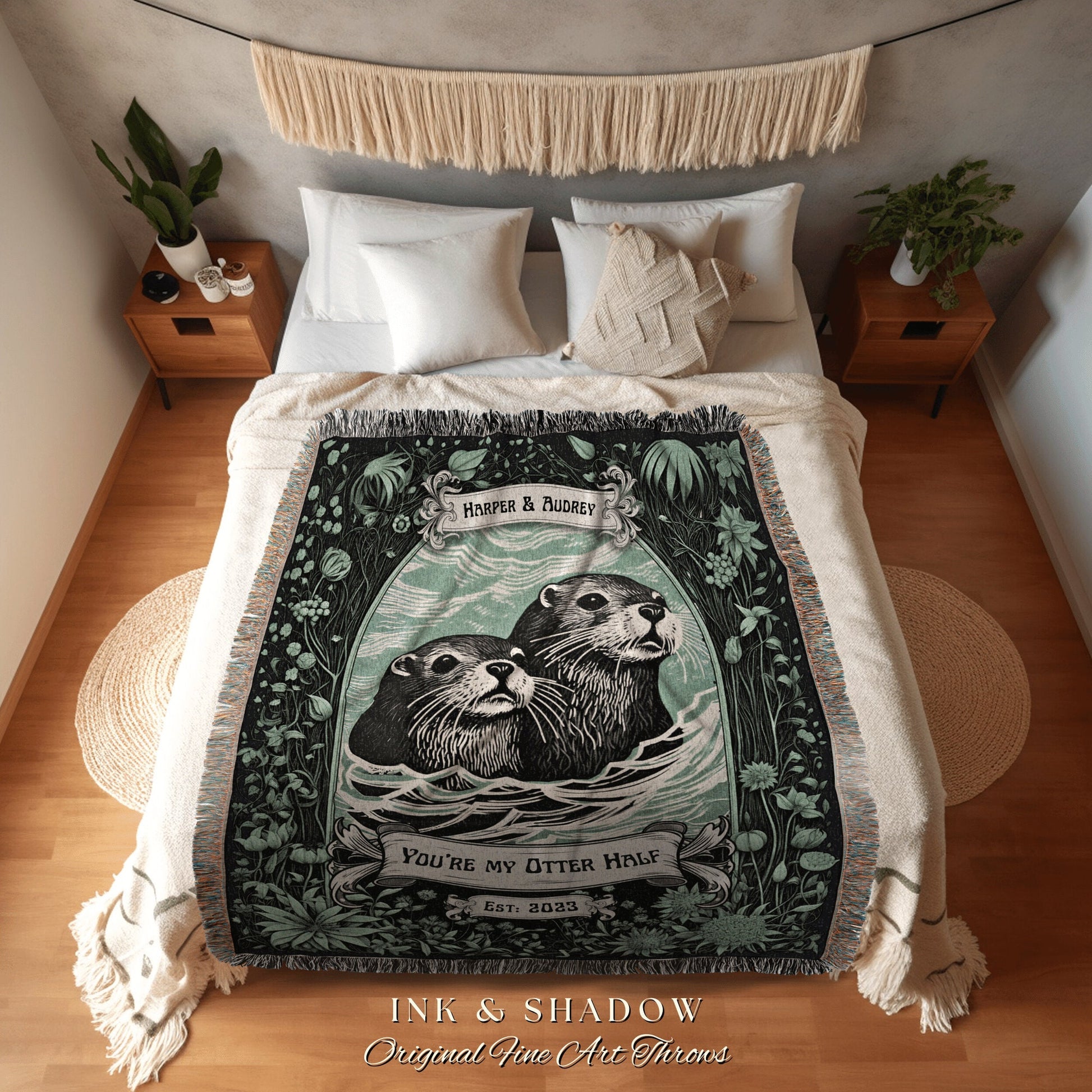 Custom Otter Bestie Present Blanket Personalized Anniversary Gift Best Friend Gift Otter Couple Blanket I Love You Gift Best Friend Blanket