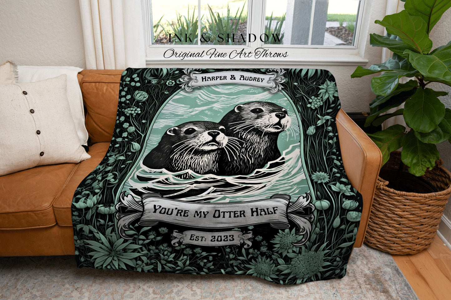 Custom Otter Bestie Present Blanket Personalized Anniversary Gift Best Friend Gift Otter Couple Blanket I Love You Gift Best Friend Blanket